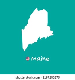 Vector detailed map of Maine isolated on blue background. Silhouette or borders of USA state. Vector illustration