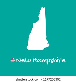 Vector detailed map of New Hampshire isolated on blue background. Silhouette or borders of USA state. Vector illustration