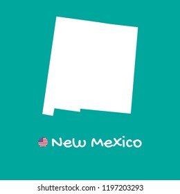 Vector detailed map of New Mexico isolated on blue background. Silhouette or borders of USA state. Vector illustration