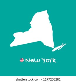 Vector detailed map of New York isolated on blue background. Silhouette or borders of USA state. Vector illustration