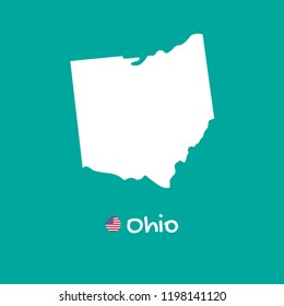 Vector detailed map of Ohio isolated on blue background. Silhouette or borders of USA state. Vector illustration