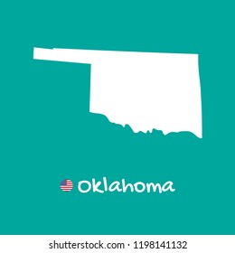 Vector detailed map of Oklahoma isolated on blue background. Silhouette or borders of USA state. Vector illustration