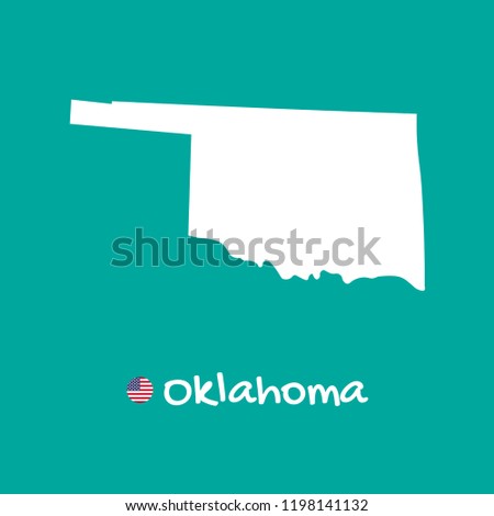 Vector detailed map of Oklahoma isolated on blue background. Silhouette or borders of USA state. Vector illustration