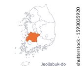 Vector detailed map of South Korea regions. North Jeolla Province, Jeollabuk-do