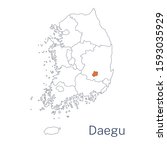 Vector detailed map of South Korea regions. Daegu