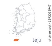 Vector detailed map of South Korea regions. Jeju