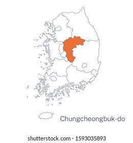 Vector detailed map of South Korea regions. North Chungcheong Province, Chungcheongbuk-do, Chungbuk