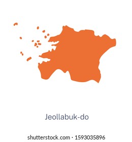 Vector detailed map of South Korea regions. North Jeolla Province, Jeollabuk-do