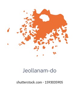 Vector detailed map of South Korea regions. Jeollanam-do, South Jeolla Province