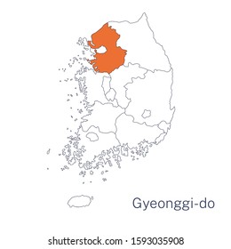 Vector detailed map of South Korea regions. Gyeonggi-do