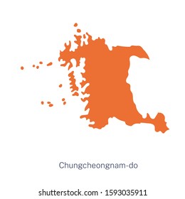 Vector detailed map of South Korea regions. South Chungcheong Province, Chungcheongnam-do, Chungnam