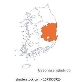 Vector detailed map of South Korea regions. Gyeongsangbuk-do, North Gyeongsang Province