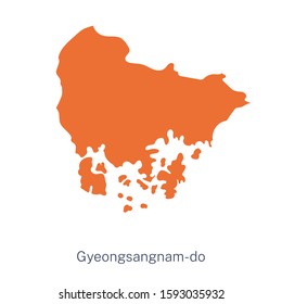 Vector detailed map of South Korea regions. Gyeongsangnam-do, South Gyeongsang Province