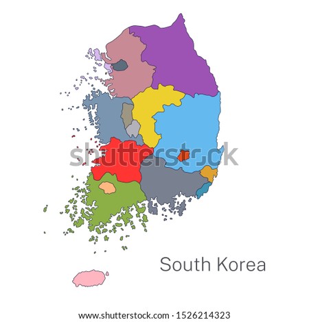 Vector detailed map of South Korea regions