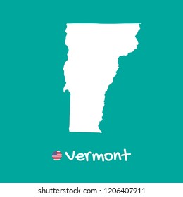 Vector detailed map of Vermont isolated on blue background. Silhouette or borders of USA state. Vector illustration.  EPS 10