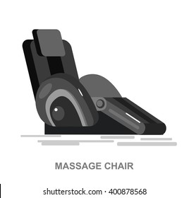 Vector Detailed Massage Chair, Massager For Relax, Cool Flat  Illustration Isolated On White Background.