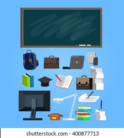 Vector detailed objects for education. Flat style vector illustration background.