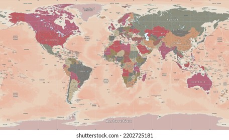 Vector detailed political world map
