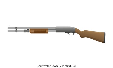 Vector, detailed, realistic pump-action shotgun isolated on a white background. Vector firearms.
