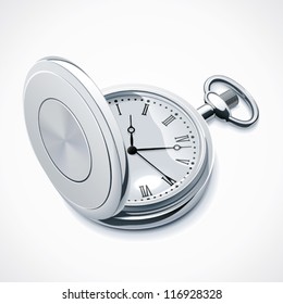 Vector detailed silver pocket watch icon