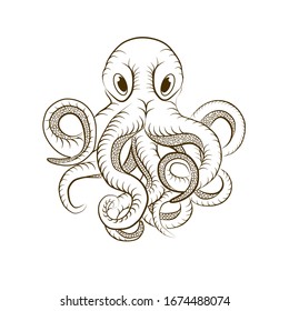 Vector detailed sketch of an octopus