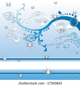 Vector Detailed snowflakes with sparkles, created in white, blue and silver. Can be used as a winter or christmas holiday design.