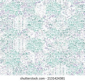 Vector, textura o grunge barroca turquesa detallada; Para textura de arte, vintage, étnico , moderno patrón de damasco , alfombra, alfombra, bufanda, portapapeles , patrón de chal. los colores son azul y beige