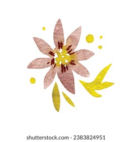 Vector detailed watercolor flower illustration.