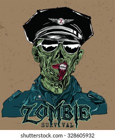 Vector Detailed Zombie Head Drawing