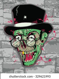 Vector Detailed Zombie Head Drawing