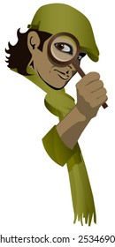 vector detective with magnifying glass