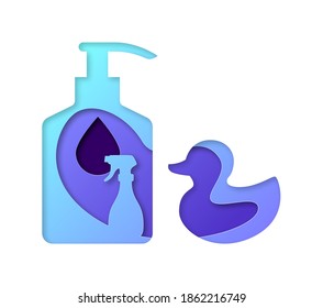 Vector detergents in paper art style