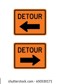 Vector detour sign with left and right arrows. Traffic Sign.