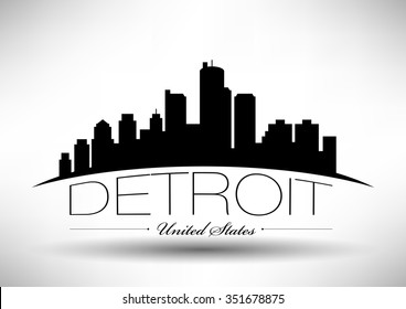 Vector Detroit Skyline Design