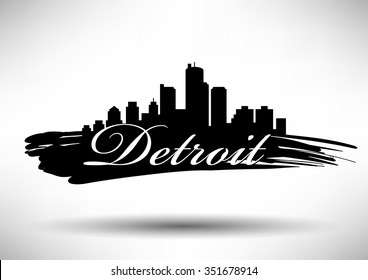 Vector Detroit Skyline Design
