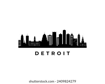 Vector Detroit skyline. Travel Detroit famous landmarks. Business and tourism concept for presentation, banner, web site.