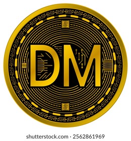 Vector of deutsche mark Digital Currency in gold and black colors on a white background.