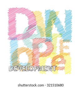 Vector development. Broken text scrawled