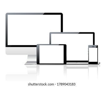 Vector device set isolated on white background.