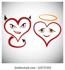 Vector Devil and Angel hearts