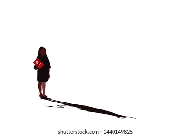 vector devil girl and her shadow on white background