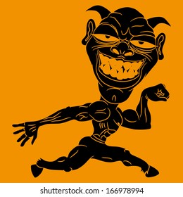 Vector. Devil on orange background.