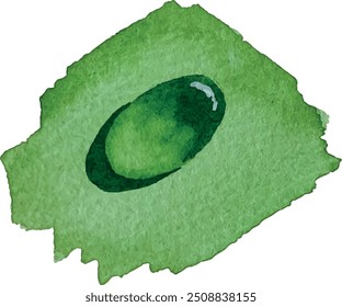 Vector dewdrop on a green fragment, watercolor illustration, isolated on white background, for your design