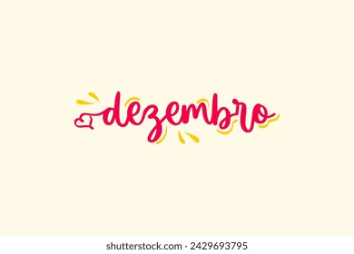 Vector Dezembro. December in brazilian portuguese illustrated hand lettering vector