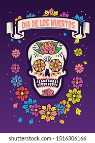 vector of dia de los muertos poster design