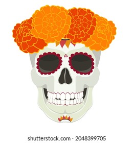 Vector Dia de Los Muertos. Day of the Dead or Mexico. Skull. Vector illustration.