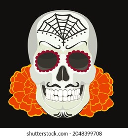 Vector Dia de Los Muertos. Day of the Dead or Mexico. Skull. Vector illustration.