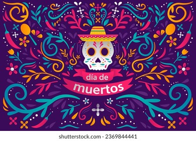 vector dia de muertos background illustration design