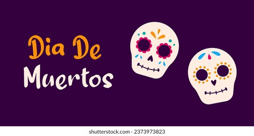 Vector Dia de muertos banner. Flyer design template. The day of the dead celebration.