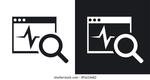 Vector diagnostics software icon. Two-tone version on black and white background